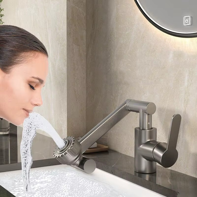 Universal Rotierender Wasserhahn Roboter Arm mit Dual Modus für Küche und Badezimmer in Gun Grey-A - Bild 4