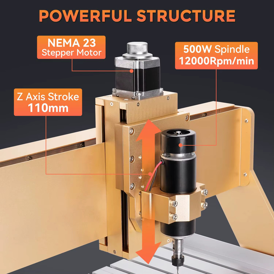 LUNYEE 4040 Turbo CNC-Fräsmaschine mit 500 W und Linearschiene, 3-Achsen-Graviermaschine für Holz, Acryl und Aluminium - Bild 3