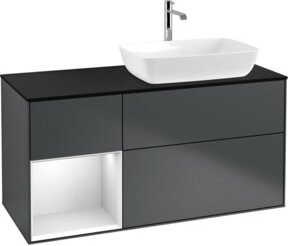 V&B Waschtischunterschrank Finion mit Wandbeleuchtung, Schwarz lackiert, Breite: 120 cm, Tiefe: 50,1 cm, Höhe: 50,1 cm - Bild 1