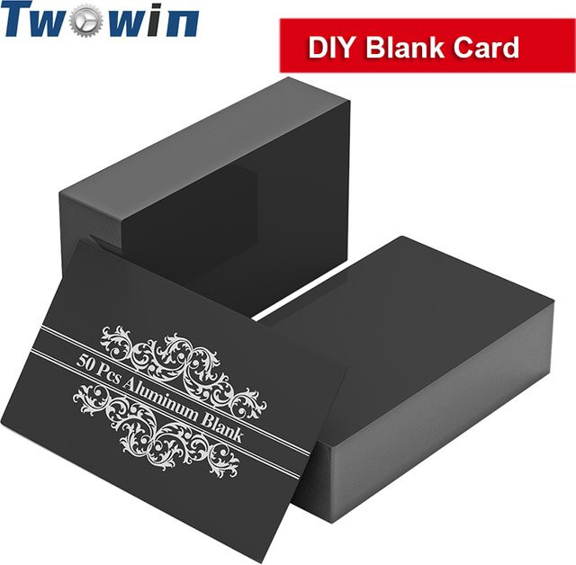 50 Stück Leere Aluminium Metall Visitenkarten in Schwarz für DIY Laser Gravur und CNC Maschinen, B/H: 85 x 55 mm - Bild 1