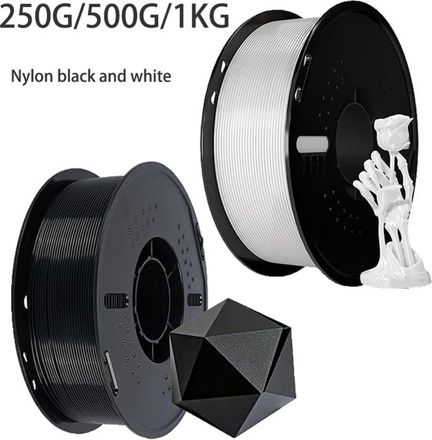 3D Maliang Nylon-Filament für FDM-3D-Drucker mit hoher Zugfestigkeit und Flexibilität, Durchmesser: 1,75 mm, Farben: Weiß und Schwarz - Bild 1