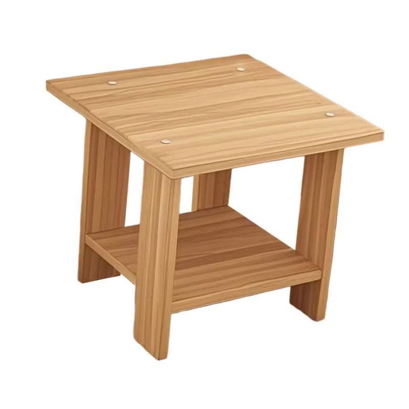 Minimalistischer Nachttisch aus massivem Holz von LIUSHADUOLA mit zwei Ebenen in Braun oder Gelb - Bild 2
