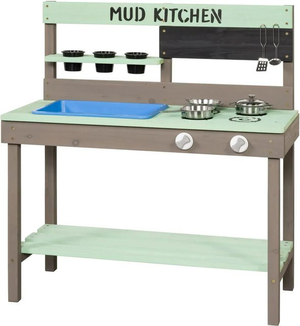 Swing King Spielküche Mud Kitchen aus Holz in Grau-Grün, B/T/H: 88 x 77 x 34 cm - Bild 1