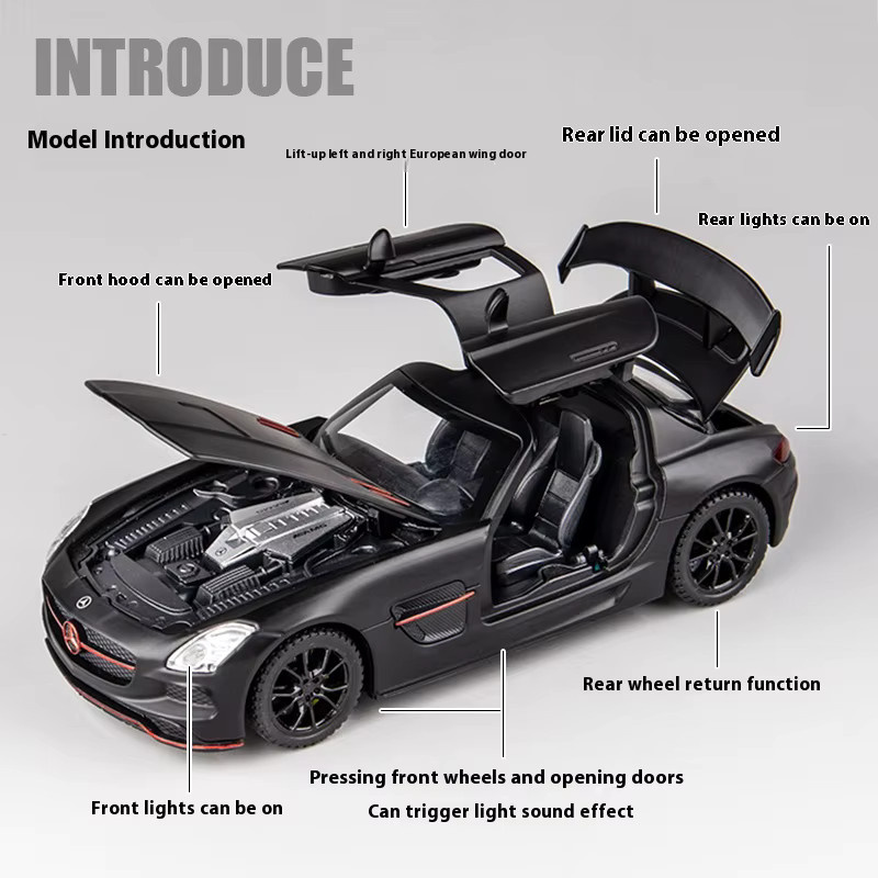 Maisto Benz SLS AMG Modellauto, 1:32, Metall, Gelb, Schwarz - Bild 2