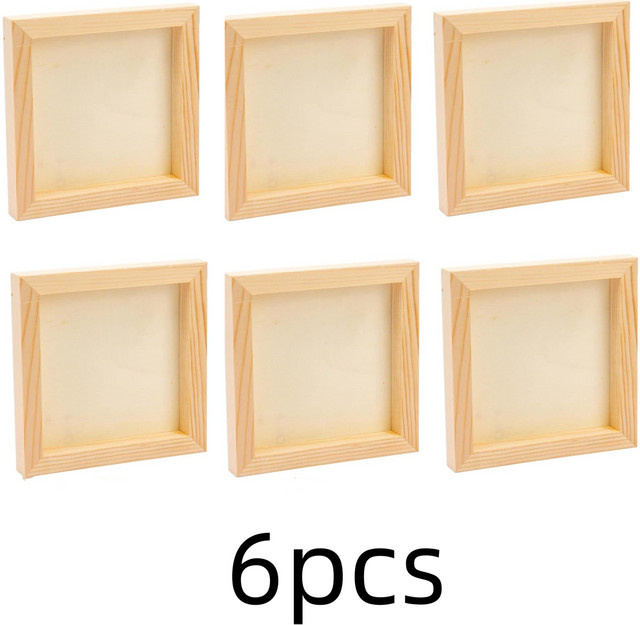 6 Stück quadratische Holzplatten zum Bemalen und Brandmalen, Beige, B/T: 10 x 10 cm - Bild 1