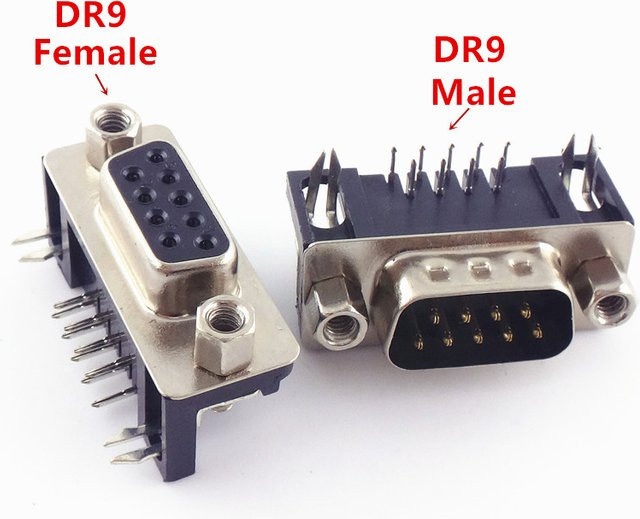 10er Set DB9 D-Sub 9-Pin Stecker und Buchsen für PCB-Montage, RS232, 90-Grad-Winkel, Farbe: Silber - Bild 1