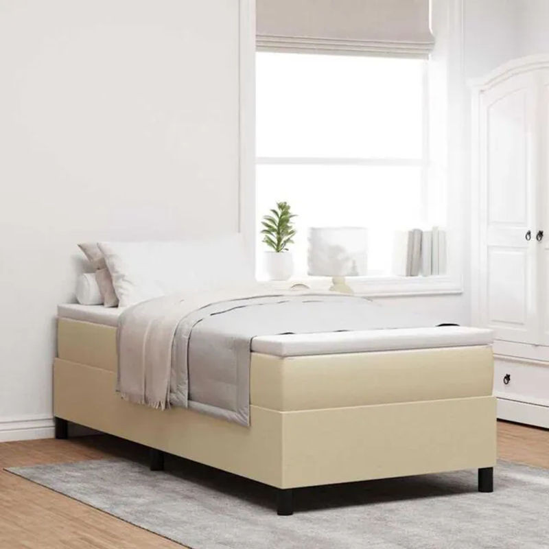 Modernes Boxspringbett von vidaxl in Grau, Weiß und Beige aus Stoff, B/T/H: 203 x 80 x 60 cm - Bild 1