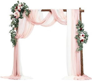 VEVOR Blumenset für Hochzeitsbögen in Rosa mit 2 Blumenarrangements und 3 transparenten Textilvorhängen (5er-Set) - Bild 1