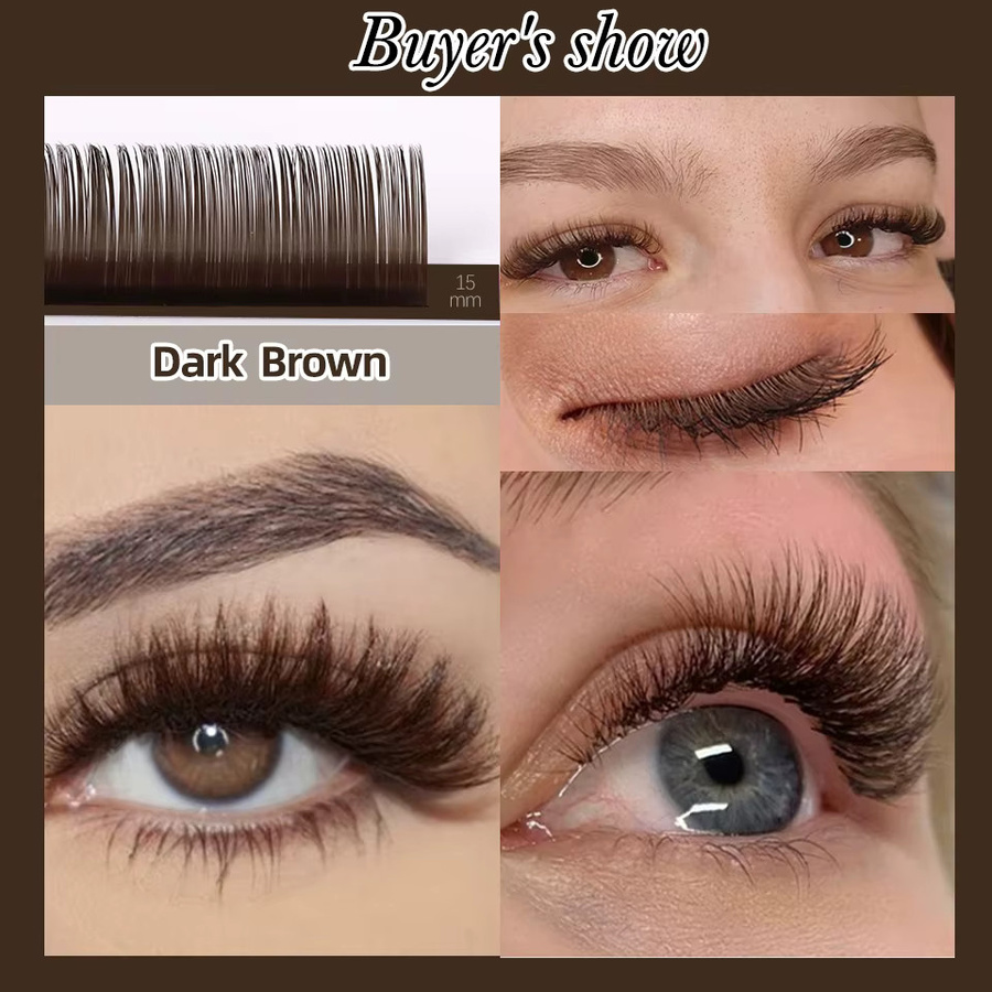AGUUD Wimpern Extensions, Braun Mix, 32 Reihen - Bild 4