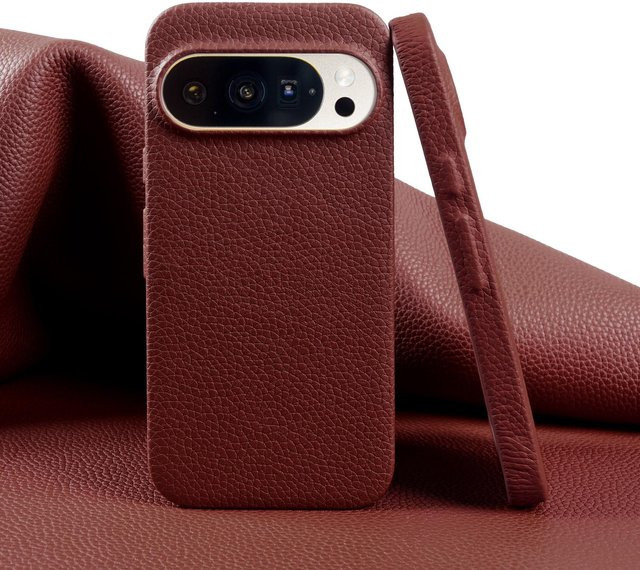 Echte Lederhülle mit Litschi-Muster für Google Pixel 10 Pro XL, 9, 8, 7 und 6 in Rot - Bild 1