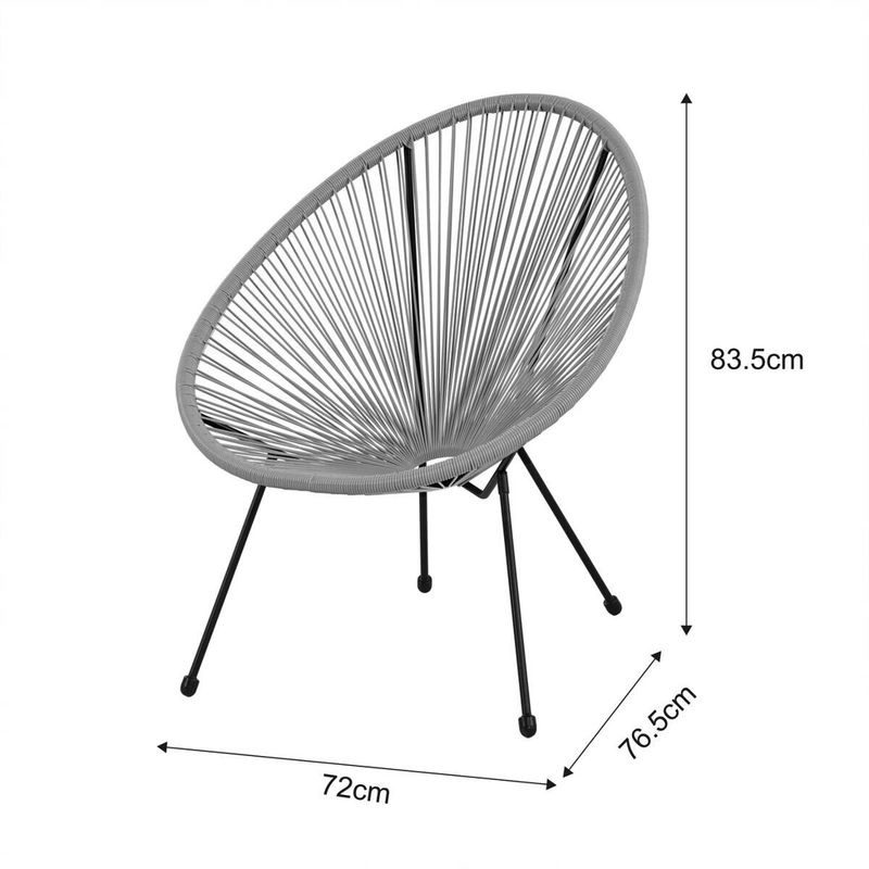 POCOline Gartenstuhl Acapulco in Grau aus Polyratten mit Stahlrohr, B/H/T: 73 x 84 x 76 cm - Bild 2