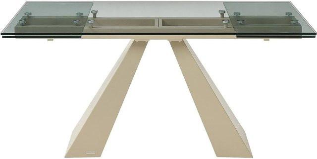 Vente-unique Esstisch Lozipa aus Sicherheitsglas und Metall, transparent/beige, erweiterbar, rechteckig - Bild 1