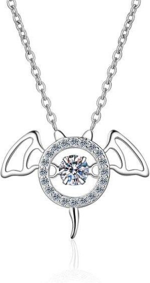 Halskette 925 Silber, Moissanit, Diamant, Fledermaus, 45 cm, Unisex - Bild 1