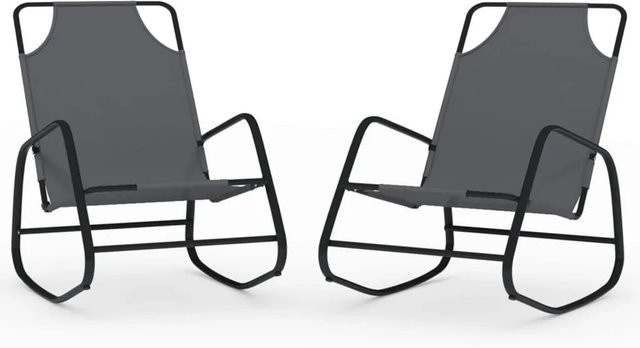 Furnicato Schaukelliegen 2er Set aus pulverbeschichtetem Stahl und Textilene in Grau, B/T/H: 89 x 58 x 93,5 cm - Bild 1