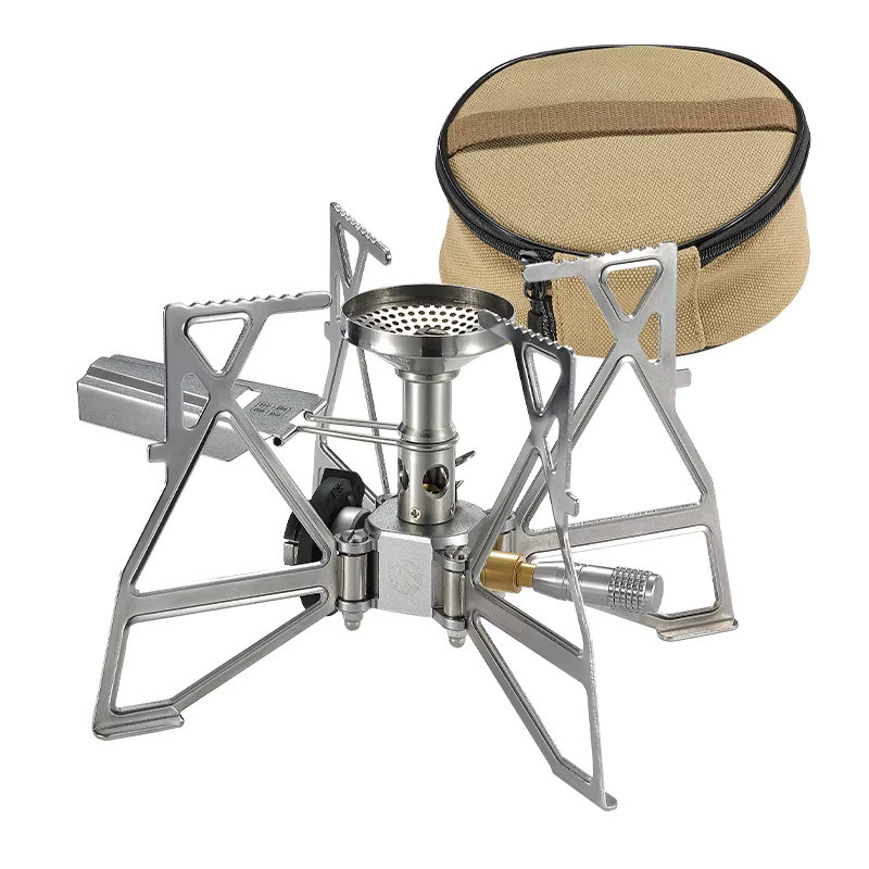 CAMPINGMOON Schmetterlingskocher XD-3F mit elektronischer Zündung, faltbarer Windschutz, Silber - Bild 2