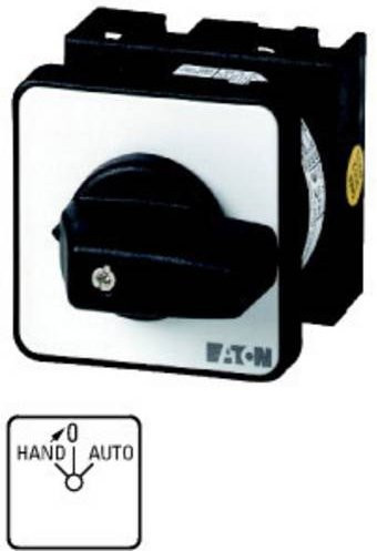 Eaton Umschalter T0, 20 A, Einbau, 2 Baueinheiten, 4 Kontakte, mit Tast-Funktion HAND, 45 Grad, IP65, schwarz/weiß - Bild 1