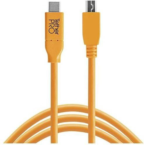 Tether Tools USB 2.0 Kabel mit USB-C und Micro-B Stecker, 4,60 m, Orange CUC2515-ORG - Bild 1