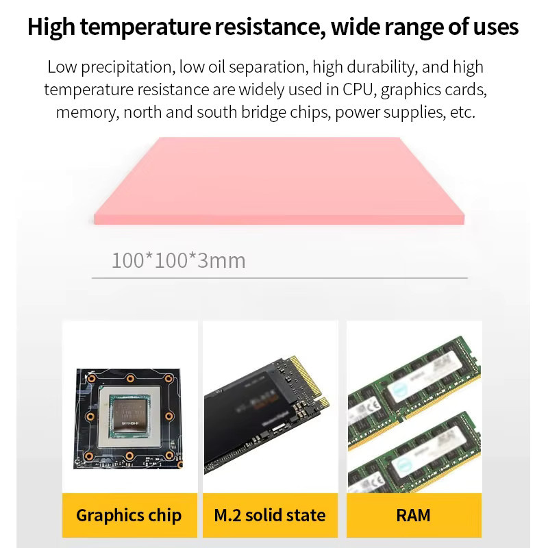 Teucer HP600 Wärmeleitendes Silikon-Kühlpad für RAM CPU GPU Grafikkarte und Wasserkühlung, Farbe: Pink, 100 x 100 mm - Bild 4