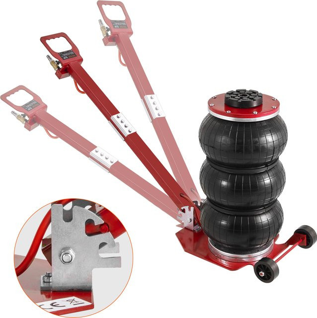 SucceBuy Pneumatischer Luftkrik 3-5 Tonn, Dreifach-Luftkrik für schwere Autoreparaturen, Rot - Bild 1