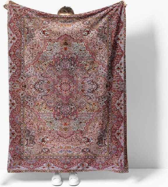 JMG Household Supplies Boho Wohndecke mit ethnischem Muster in Multicolour, flauschige Fleece-Decke für Sofa und Bett, B/T: 183 x 254 cm - Bild 1