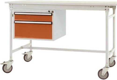 Manuflex Mobiler Gehäuse-Unterbau ZB4582.2001 mit 2 Schubfächern in Rotorange RAL 2001 für Tischtiefe 80 cm - Bild 1
