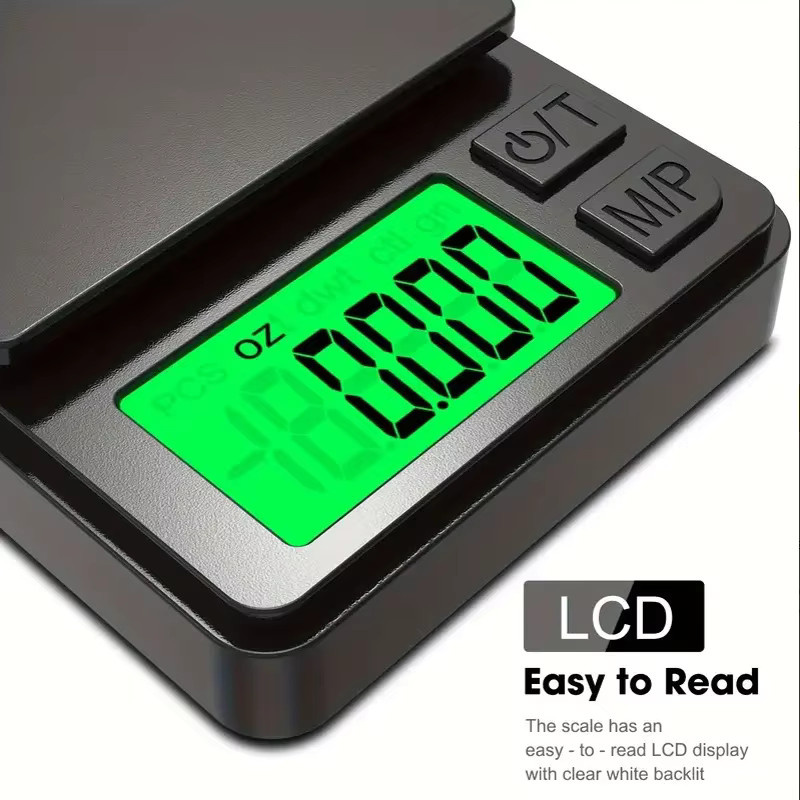 NOCCLILI Digitale Präzisions-Taschenwaage in Schwarz mit LCD-Display, Tragbare Miniwaage für Lebensmittel und Schmuck bis 1000g mit 0,1g Genauigkeit - Bild 4