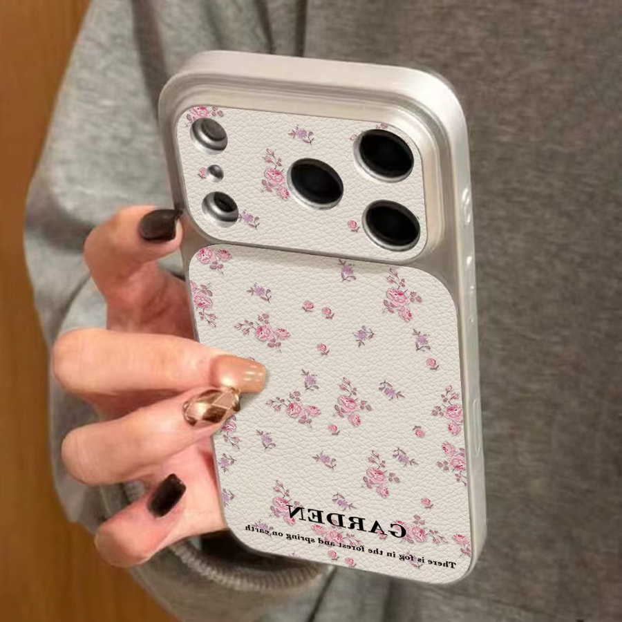 AKABEILA Blumen Leder Handyhülle für iPhone 12 bis 17 Pro Max, Matt, Weiche Stoßfeste Silikonhülle mit Trageband, Multicolour - Bild 6