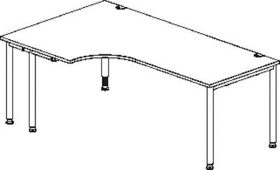Schäfer Shop Genius Winkelschreibtisch MODENA FLEX 90 Grad mit linksseitigem Ansatz, einseitig, verkürzte Seitenteile und 4-Fuß-Rundrohr in Lichtgrau und Weißaluminium - Bild 1