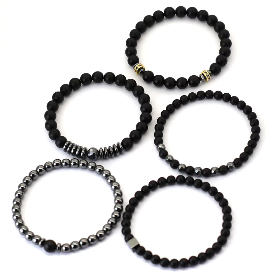 Noter Armband Set, Onyx Stein, Schwarz, Herren - Bild 2