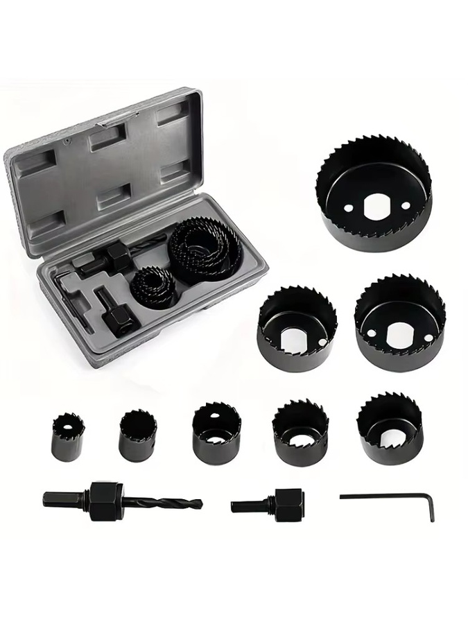 11-teiliges Lochsägen-Set von LIQU aus Kohlenstoffstahl in Schwarz für Holz, PVC, Kunststoff und Trockenbau inklusive Koffer, Durchmesser: 19 bis 64 mm - Bild 5