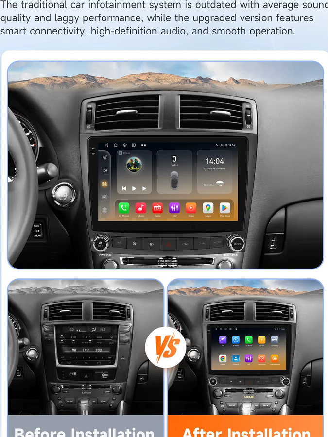 OSSURET Multimedia Autoradio mit Video Player für Lexus IS250 200 300 350 (2006-2012) mit Carplay, Android Auto, 4G, DSP und GPS in Schwarz - Bild 6