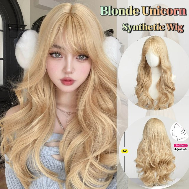 HAIRCUBE Perücke, goldblonde lange gewellte Synthetik-Haare, Damen - Bild 1