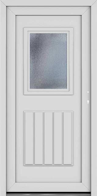 Roro Nebeneingangstür OKE 1152 aus Kunststoff mit Glaseinsatz in Weiß, B: 98 cm, H: 198 cm, DIN Rechts - Bild 1