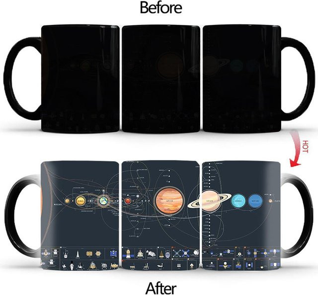 Serene Homes Zauberbecher Sonnensystem wärmeempfindliche Kaffeetasse in Schwarz mit 301 ml - Bild 1