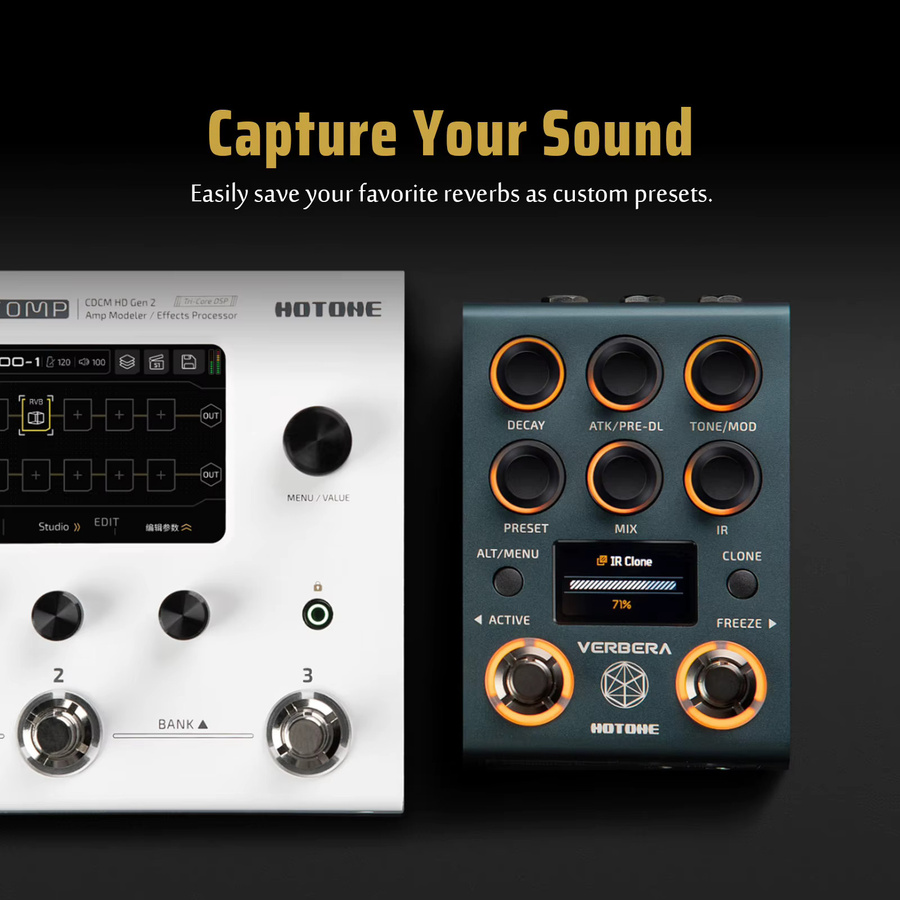 HOTONE Verbera Convolution IR Reverb Effektpedal für Akustikgitarre, Synthesizer und Gesang - Bild 3