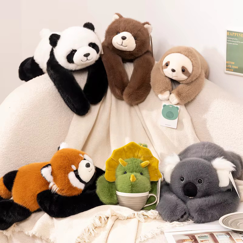 GDzaccly Waldtier-Plüschpuppenkissen, Waschbär-Dinosaurier-Faultier, Panda, Koala, Plüschtier, Bunt / Mehrfarbig - Bild 3