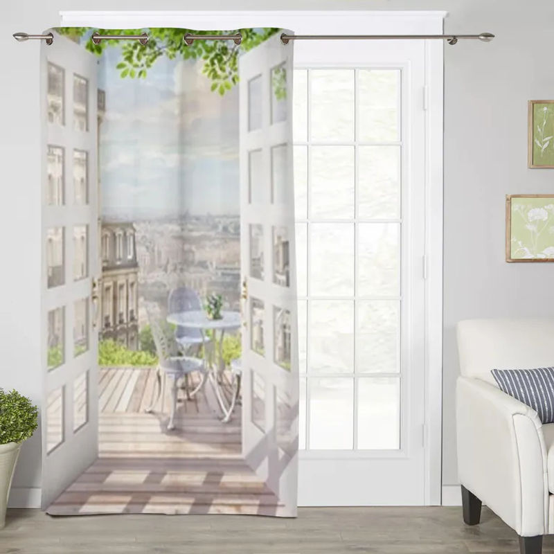 Balkon des Sommers Paris Luxus Vorhang für Wohnzimmer und Schlafzimmer, Grau, Breite: 135 cm, Höhe: 60 cm - Bild 4