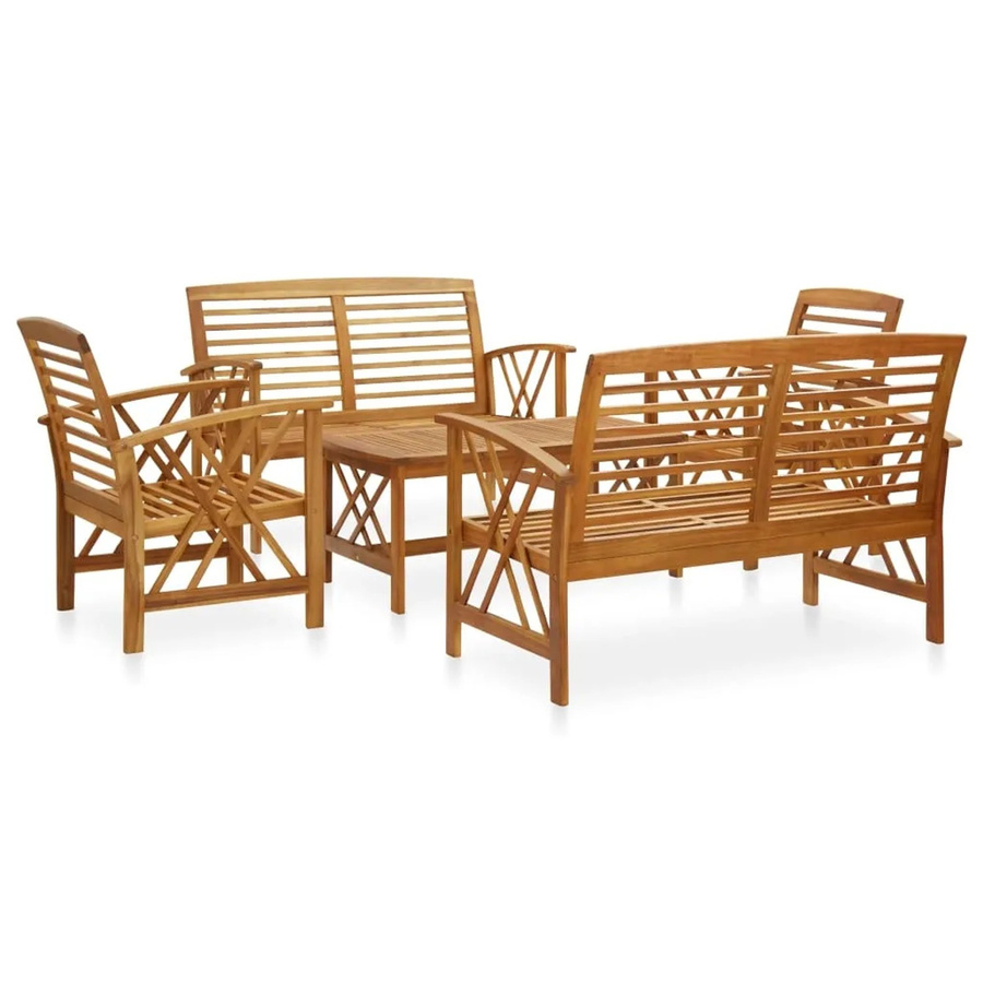 vidaXL 5-tlg Garten-Lounge-Set Modell 3 aus Massivholz Akazie in Braun mit Polstern - Bild 2