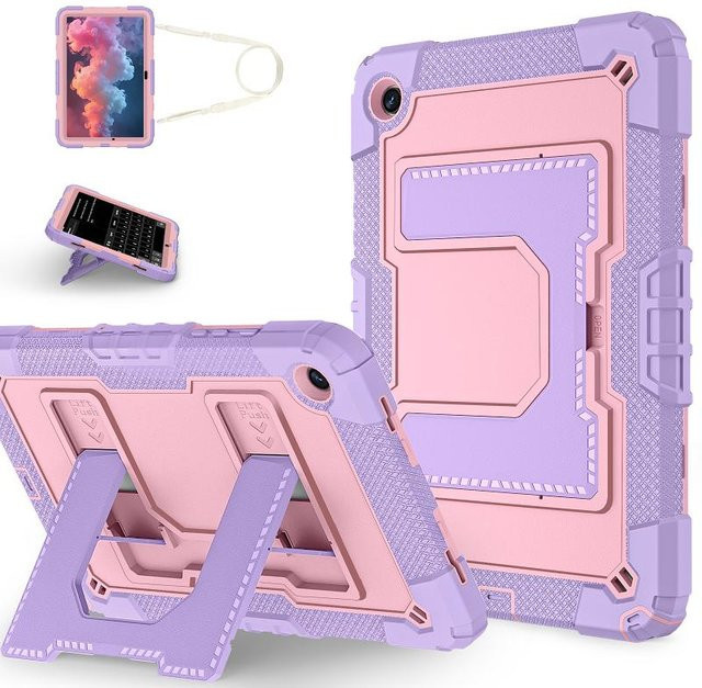 Stoßfeste Hybrid-Schutzhülle für Samsung Galaxy Tab A11 Plus und Tab A9 Plus in Pink mit integriertem Ständer aus PC und Silikon - Bild 1