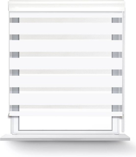 Pocoline Doppelrollo Day & Night mit Blende Easy-Fix aus Polyester-Gewebe, Weiß, B: 85 cm, H: 160 cm - Bild 1