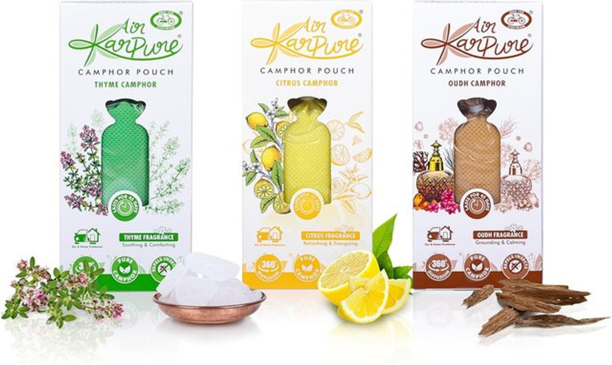 Cycle Pure Karpur Sachet Duftbeutel 3er Set mit Oudh, Zitrus und Thymian zur Luftreinigung für Auto, Haus und Büro - Bild 1