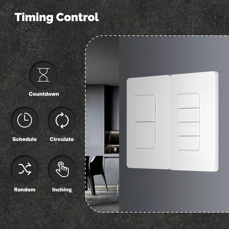 MOES Tuya WiFi Smart Switch Button Wandtaster in Weiß, US Single-Live/Neutral Wire, kompatibel mit Alexa und Google Home, ohne Neutralleiter erforderlich - Bild 5