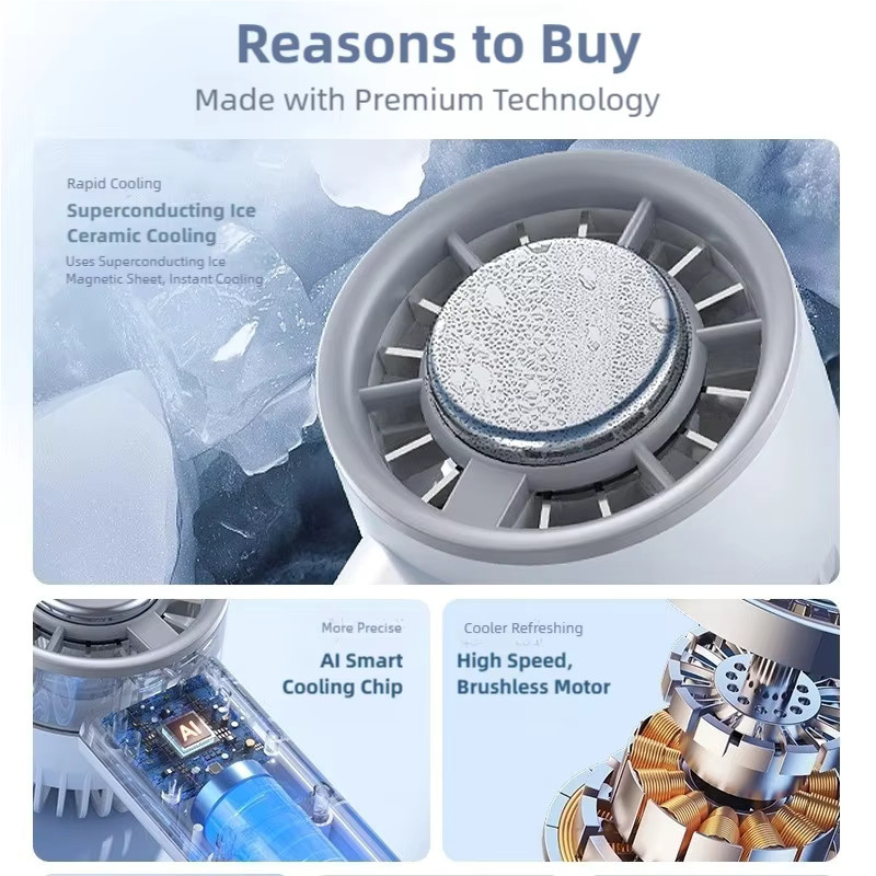 TINSOL Semiconductor Cooling Hochgeschwindigkeits-Handventilator Mini USB-Ventilator tragbar und wiederaufladbar in Blau oder Weiß - Bild 2
