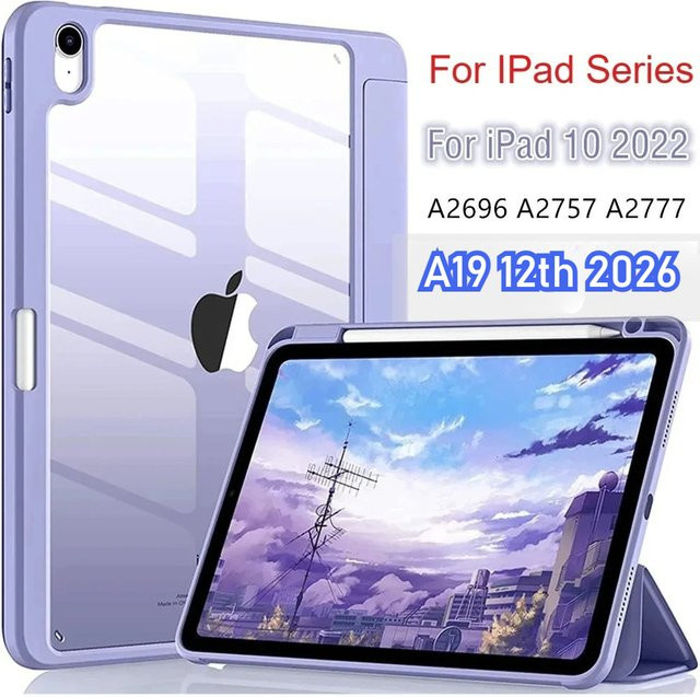 Transparente Schutzhülle für Apple iPad mit Stifthalter-Abdeckung in Lila - Bild 1