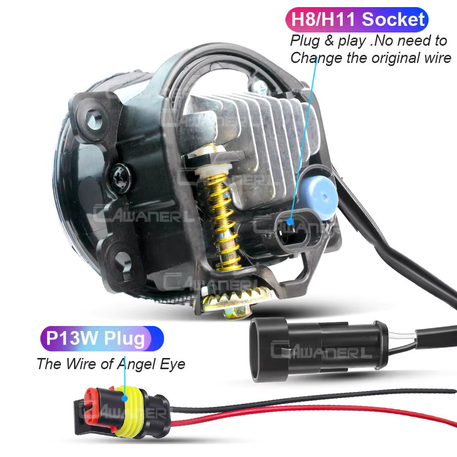 Cawanerl LED Nebelscheinwerfer mit Angel Eyes und Tagfahrlicht DRL H11 für RAM Promaster 2014-2021 City Van, 2x30W 6000lm - Bild 3