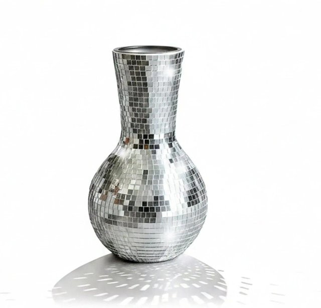 Relaxdays Mosaikvase aus Spiegelglas in Silber für Tischdekoration und Hochzeiten, Höhe: 28 cm, Breite: 14 cm, Tiefe: 14 cm - Bild 1