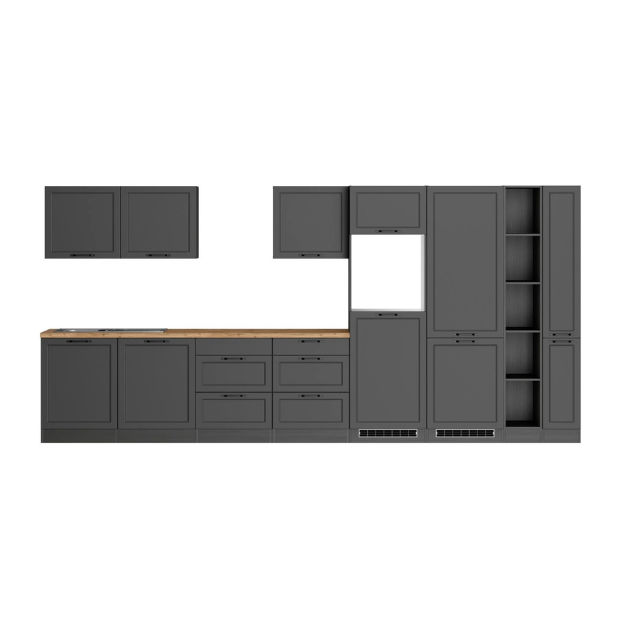 Held Küchenzeile Kempten in Landhaus Optik, Farbe Grau/Graphit, Breite: 420 cm - Bild 2