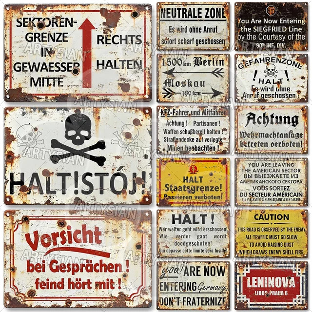ARTISIAN Metallschild DDR Wandwarnschild im Vintage-Stil, B/H: 30 x 20 cm, Weiß - Bild 1
