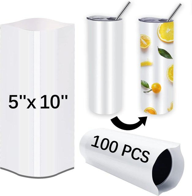 100 Stück Sublimationsbecher-Schrumpffolie für 20 Unzen Tassen, transparente Wärmeübertragungs-Schrumpffolienbeutel, B: 12,7 cm, H: 25,4 cm - Bild 1