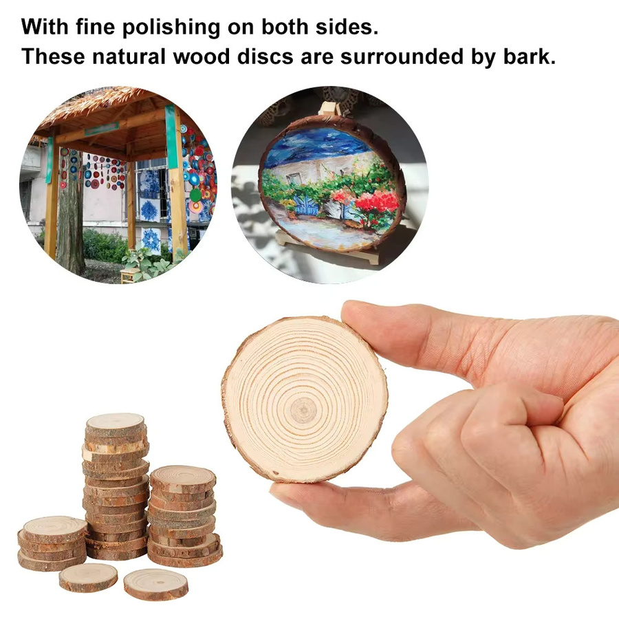 Runde Naturholzscheiben aus Holz in Braun für DIY-Bastelarbeiten und Dekorationen, Durchmesser: 4 cm - Bild 2